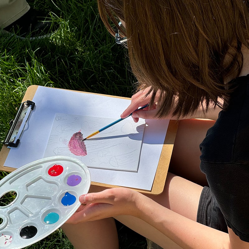 Water coloring at the Glenn A Jones MD Memorial Library Teen Programs