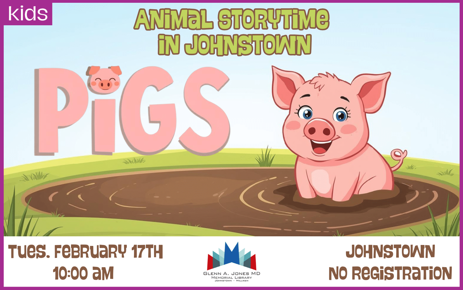 Pig Animal Storytime Tues. February 17th @ 10am.
