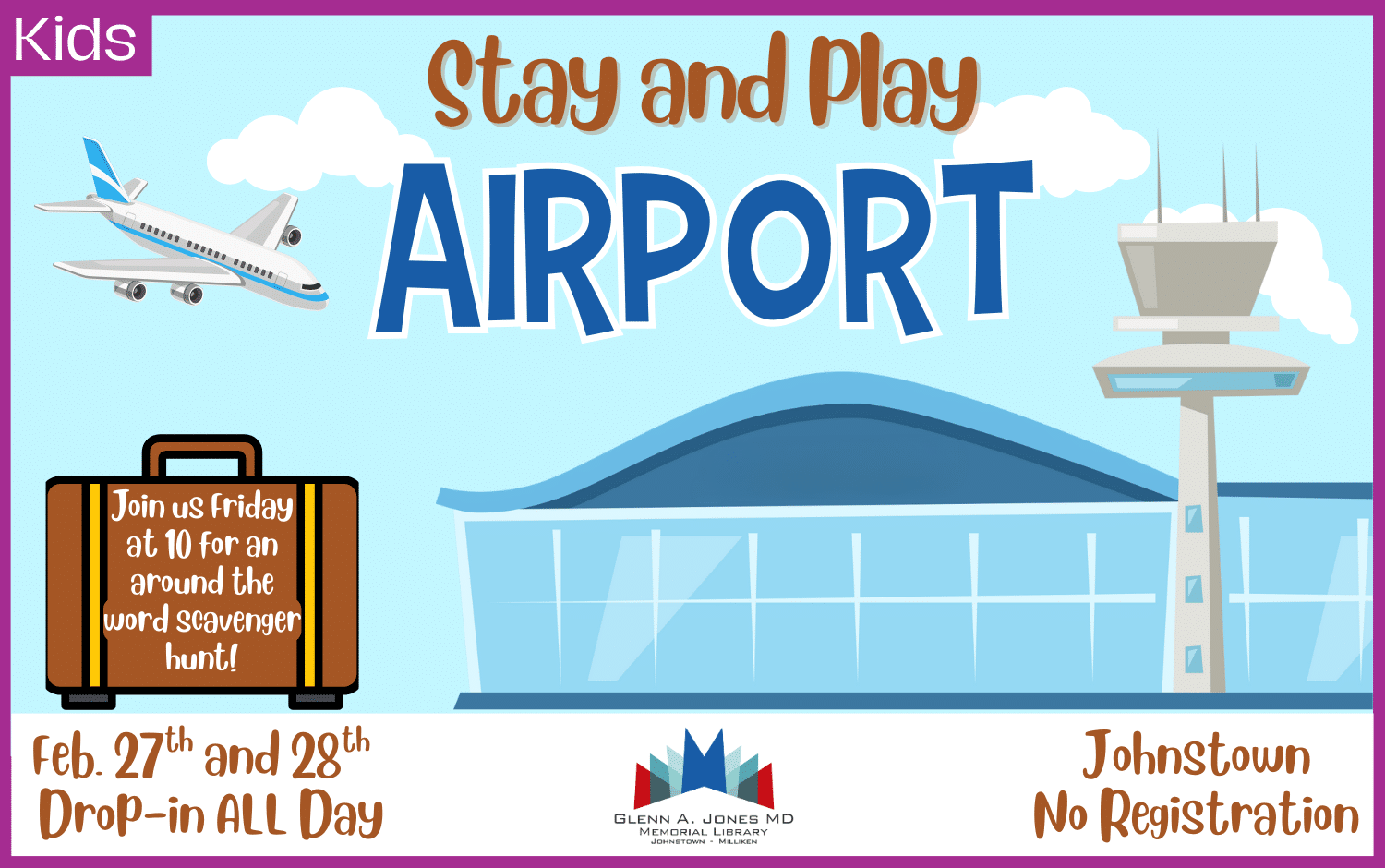 Airport Stay & Play. Feb. 27th & Feb. 28th. Drop-in all day.