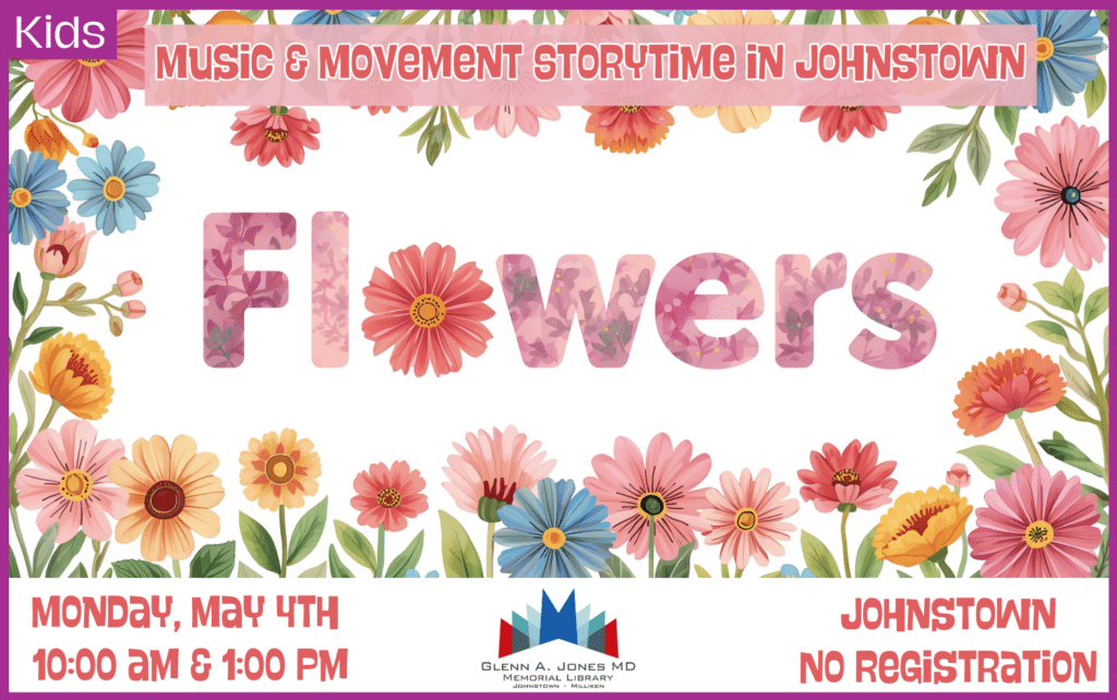 Music and Movement Storytime in Johnstown. May 4th @ 10am and 1pm.
