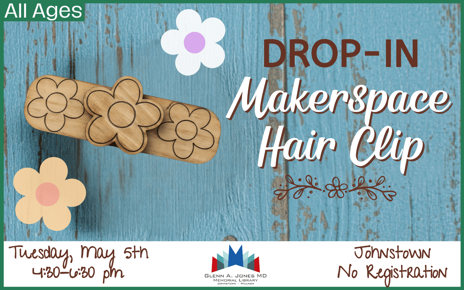 Drop-in Makerspace Hairclip. May 5th 4:30-6:30 pm