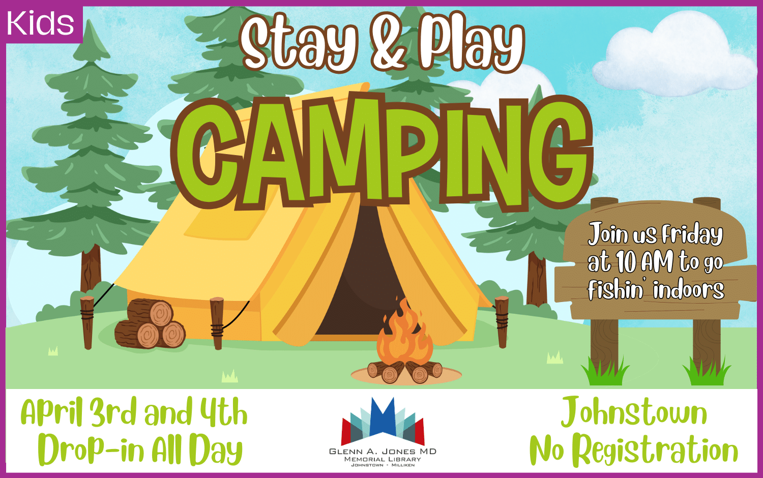 Camping Stay & Play. April 3rd & April 4th . Drop-in all day.