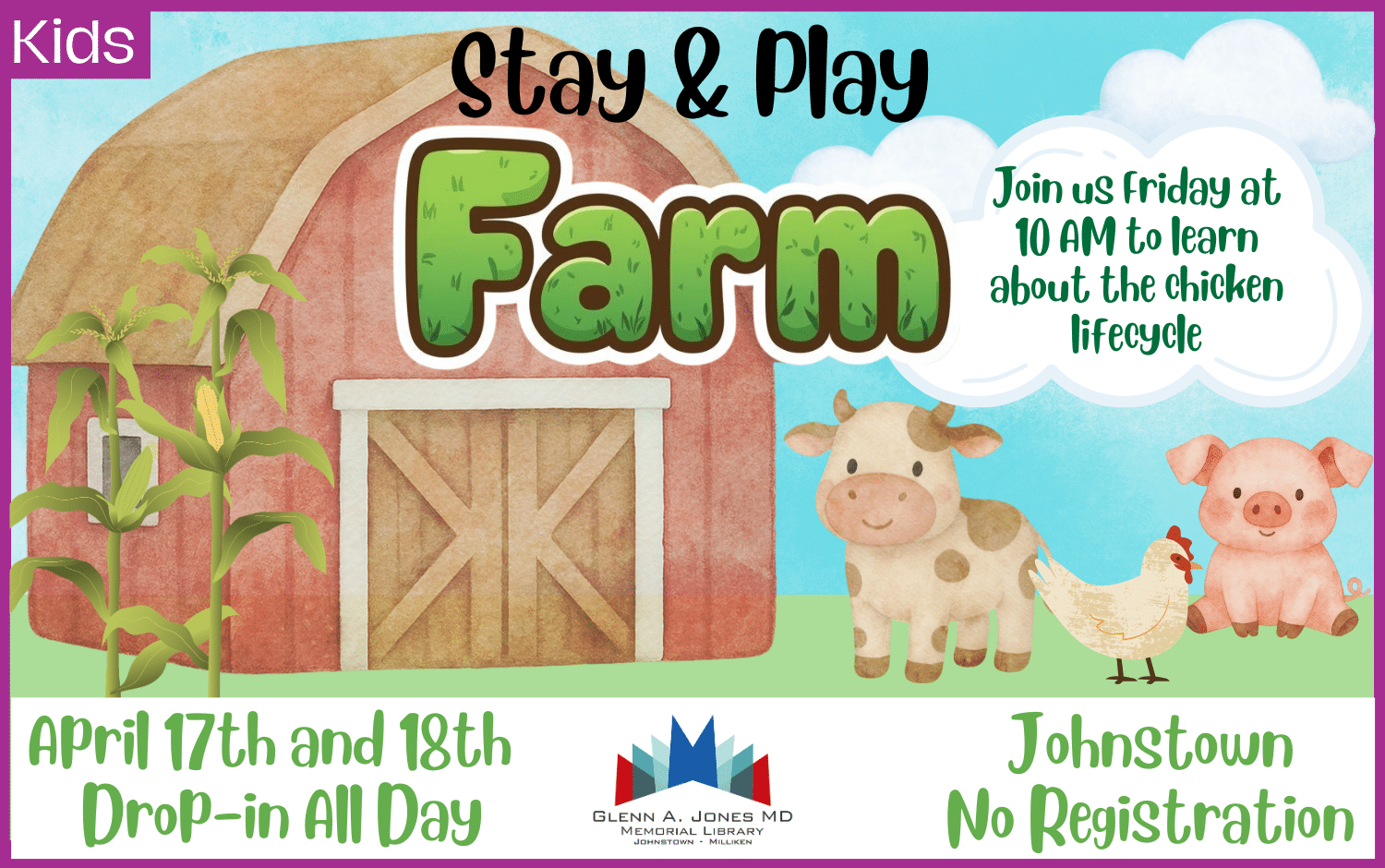 Stay & Play Farm. April 17th and April 18th. Drop-in all day.