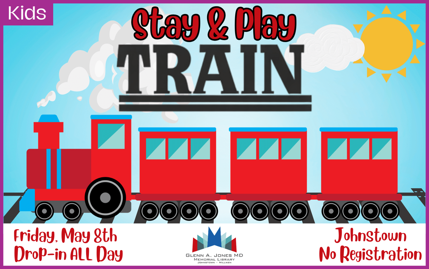 Stay & Play Train. May 8th. in Johnstown. Stop by any time.
