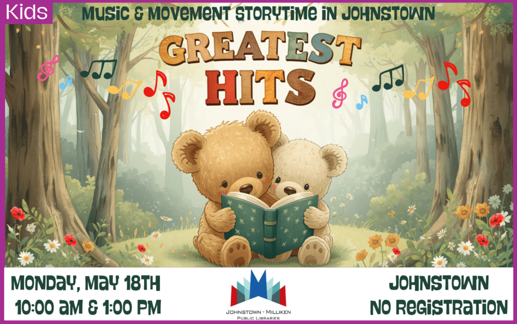 Greatest Hits Storytime in Johnstown. May 18th @ 10am and 1 pm.