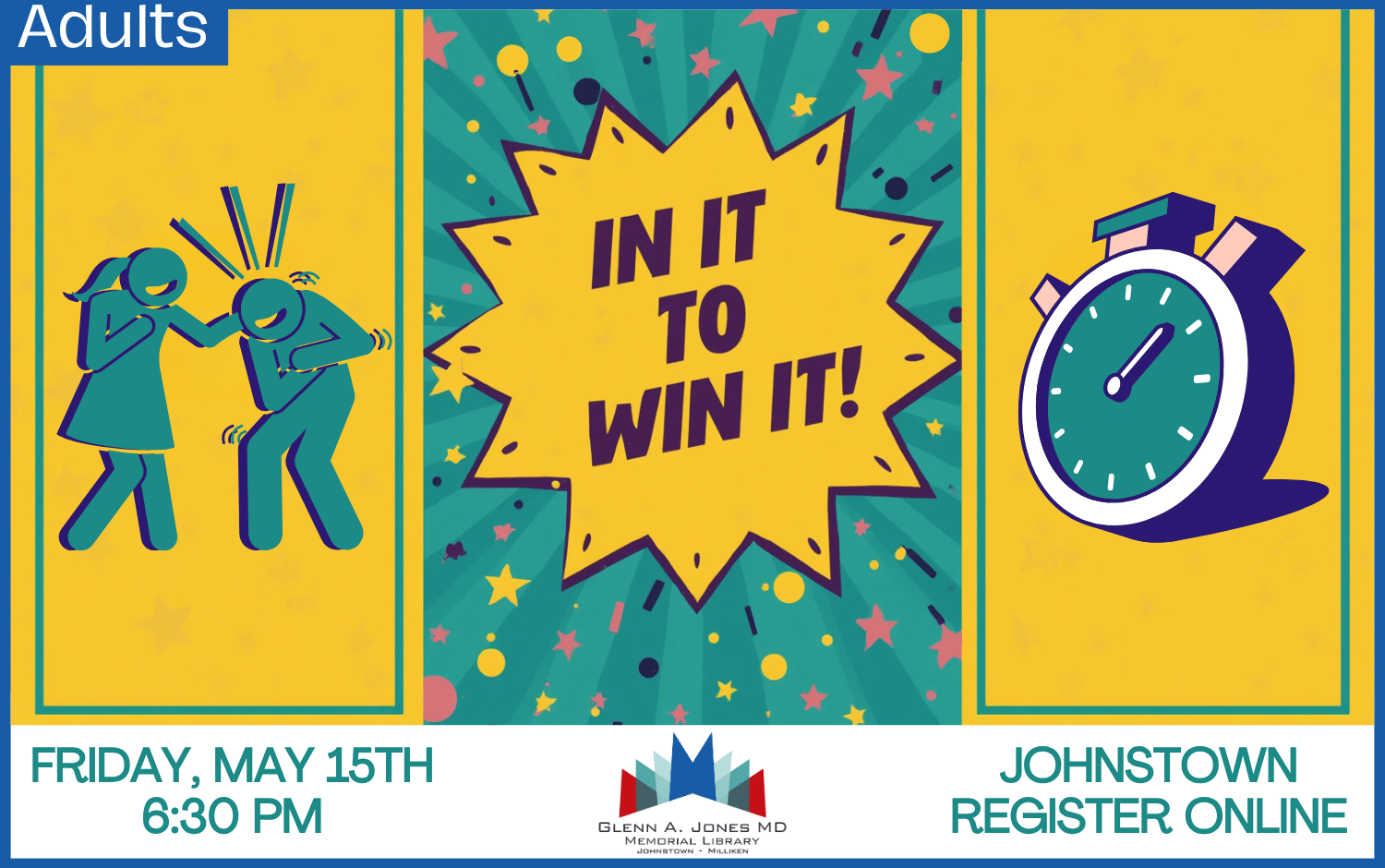 In It To Win It. May 15th @ 6:30 pm in Johnstown. No Registration