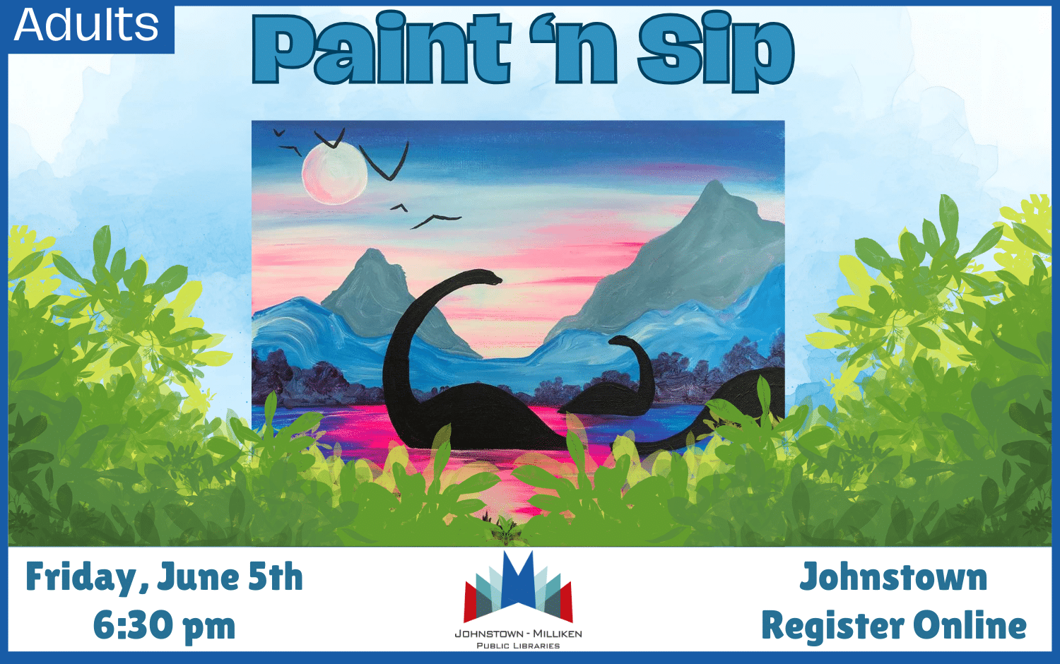 Paint 'n Sip June 5th @ 6:30 pm in Johnstown. Register Online.