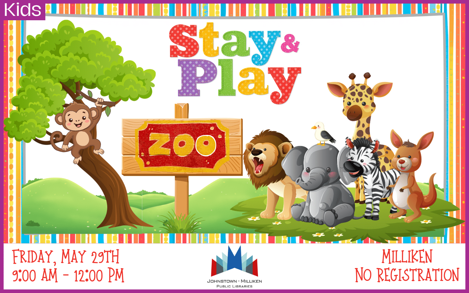 Zoo Stay & Play in Milliken. May 29th 9am -12 pm. No Registration