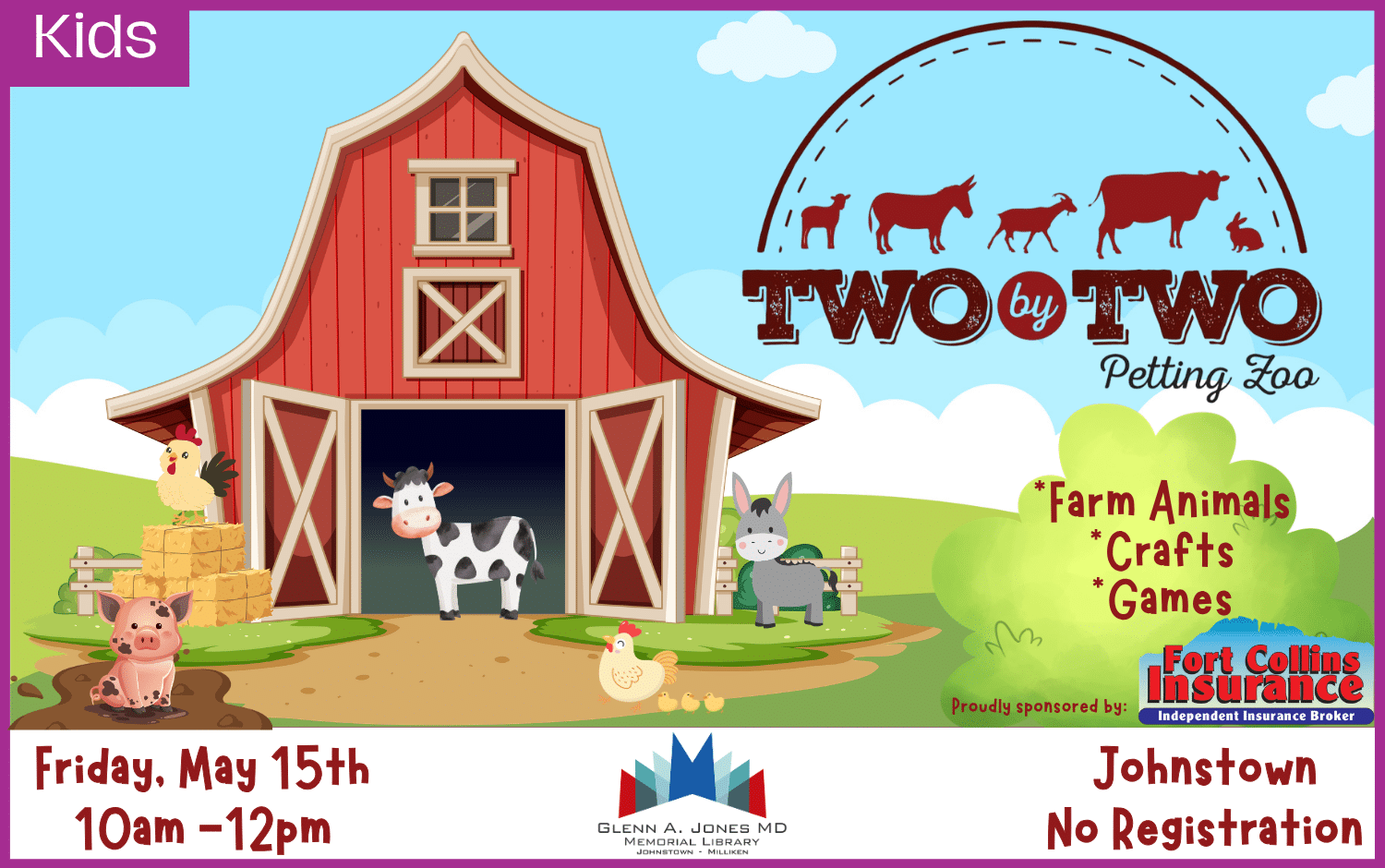 2x2 Petting Zoo in Johnstown. May 15th from 10am-12 pm. No Registration