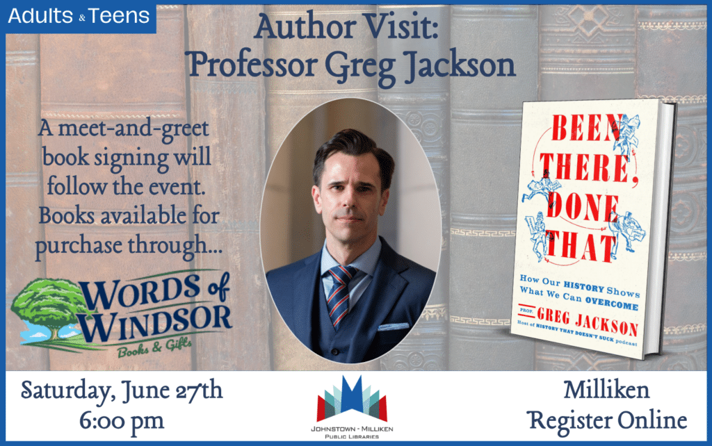Author Visit: Greg Jackson in Milliken. June 27th @ 6 pm. Register Online