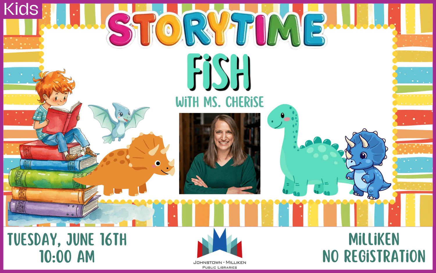 Milliken Storytime with Ms. Cherise. June 16th @ 10 am.