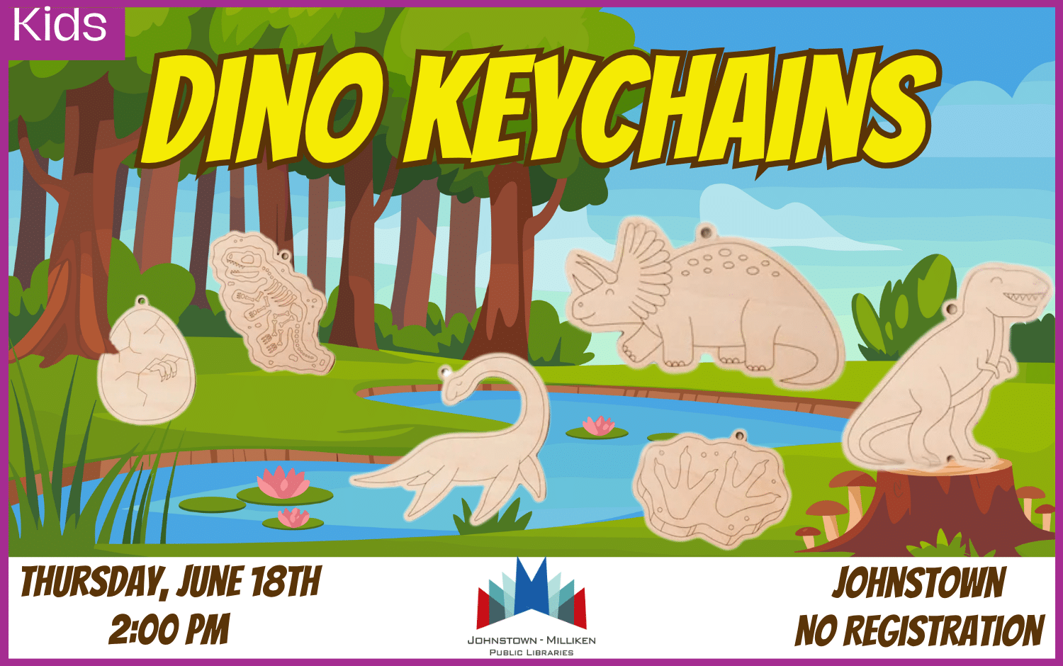 Dino Keychains in Johnstown. June 18th @ 2 pm.