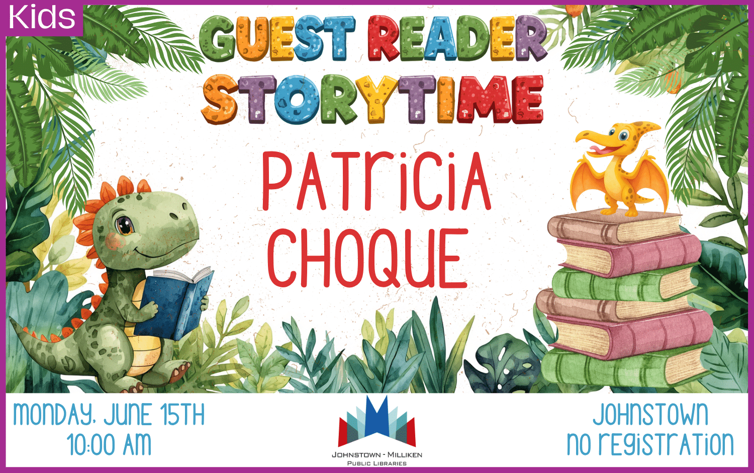 Johnstown Storytime featuring Patricia Choque . June 15th @ 10 am.