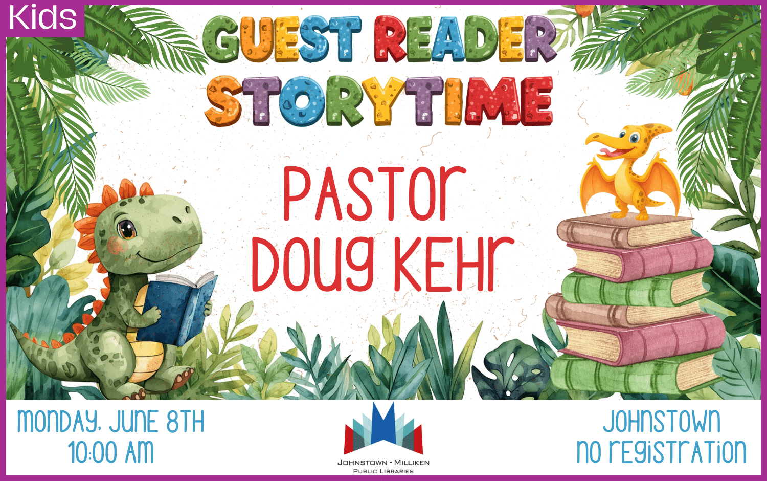 Guest Reader: Pastor Doug Kehr @ Storytime in Johnstown. June 8th @ 10 am.