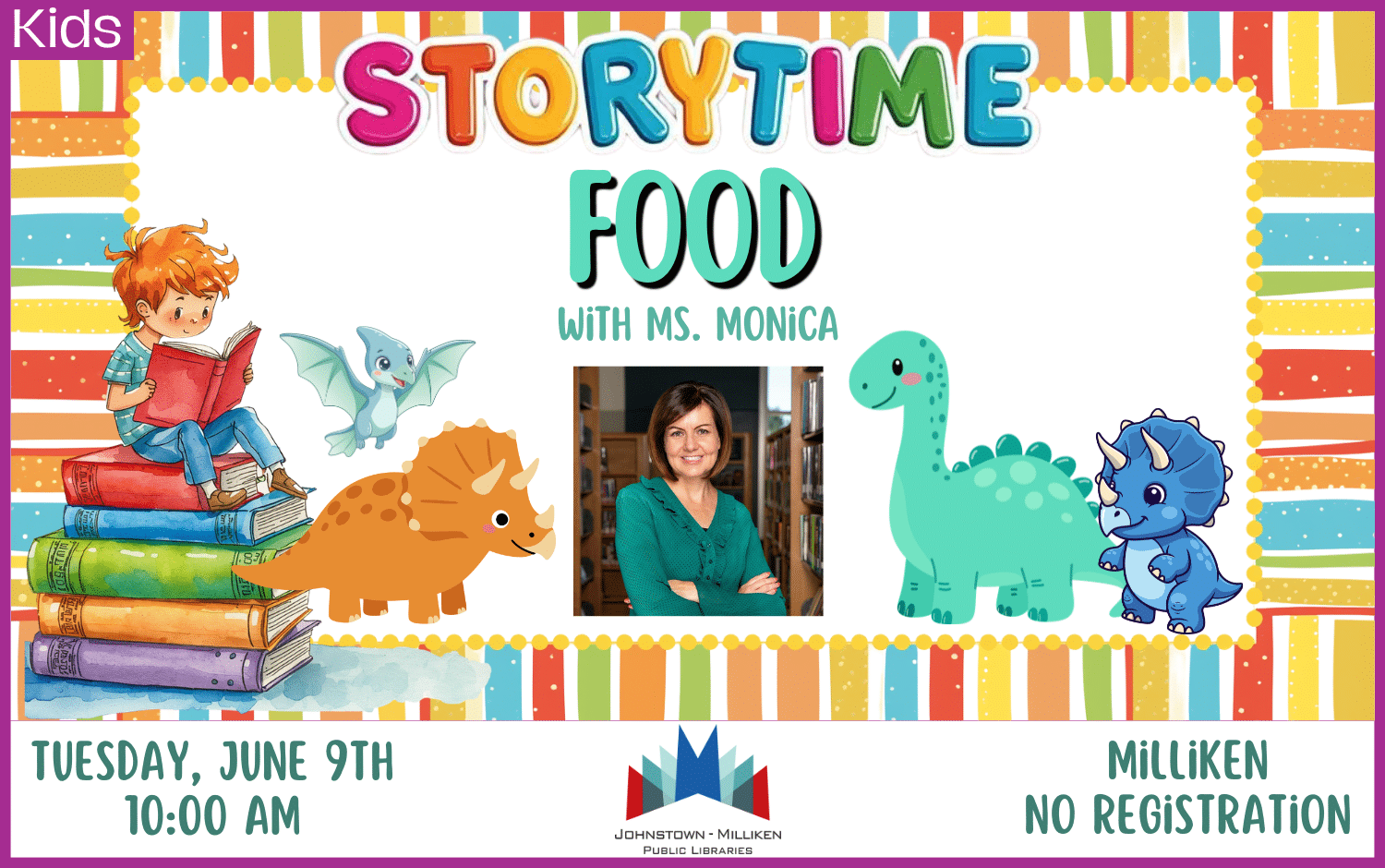 Storytime in Milliken on June 9th featuring Ms. Monica