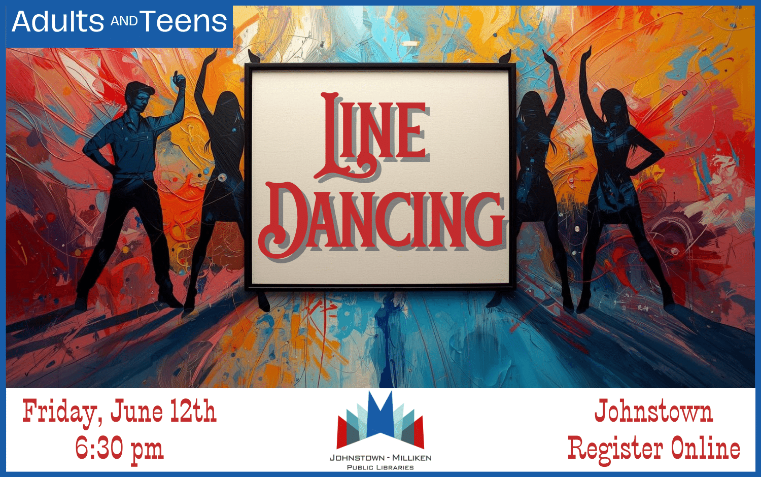 Line Dancing for Teens and Adults in Johnstown. June 12th @ 6:30 pm. Register Online.