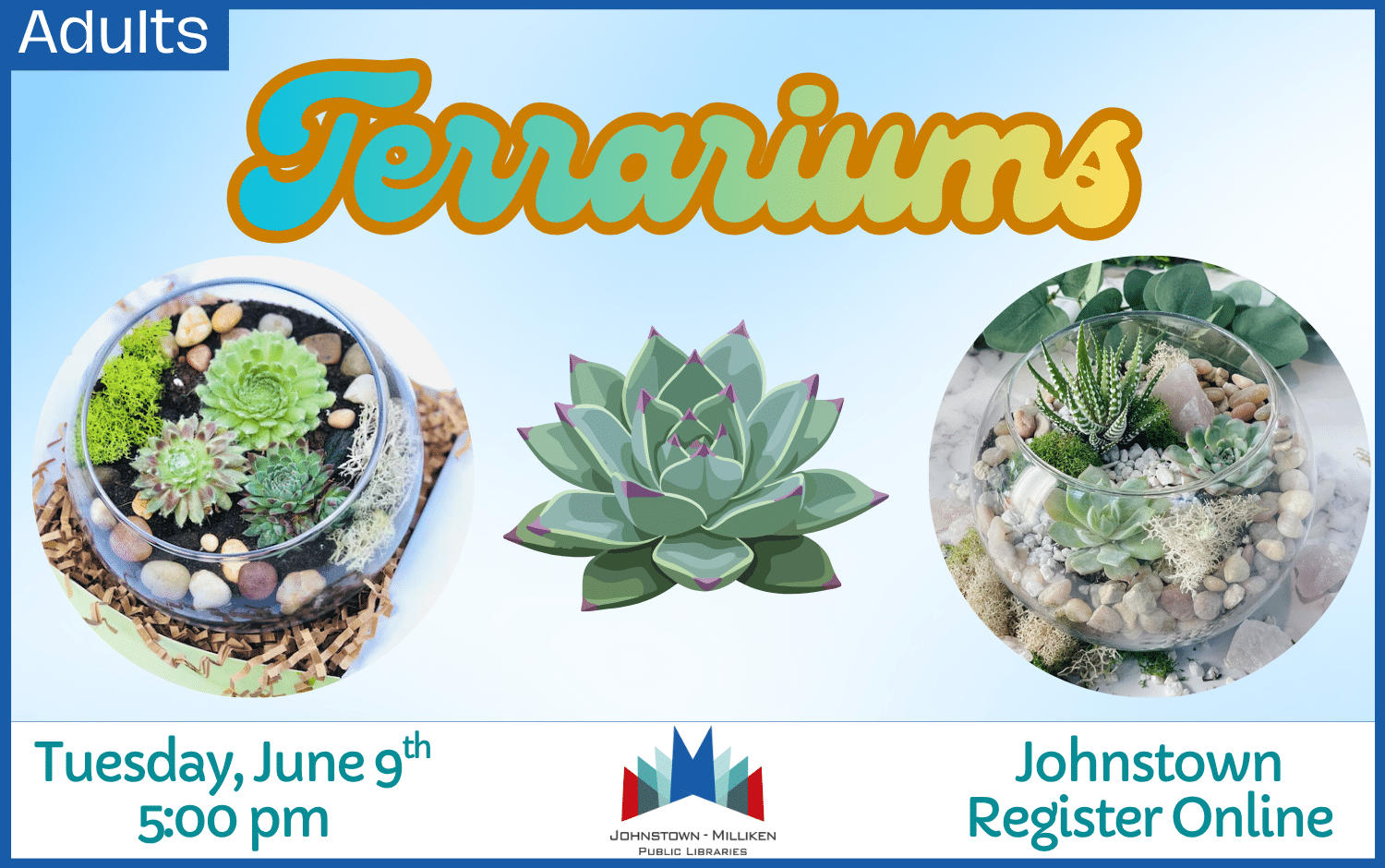 Adult Terrariums in Johnstown. June 9th @ 5 pm. Register Online