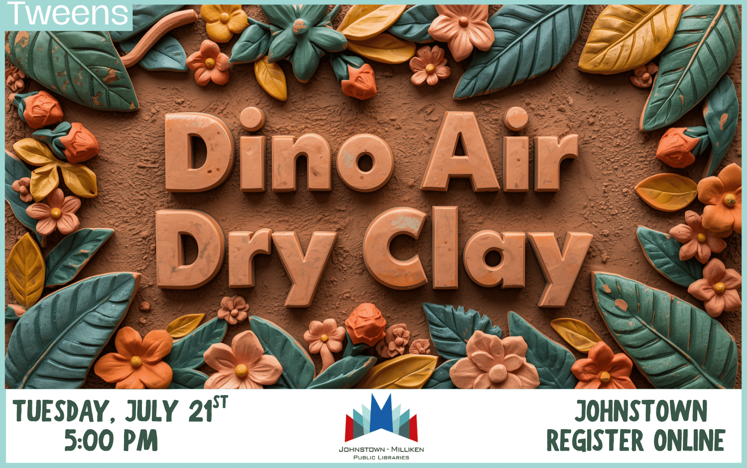 Dino Air Dry Clay for Tweens in Johnstown. July 21st @ 5pm