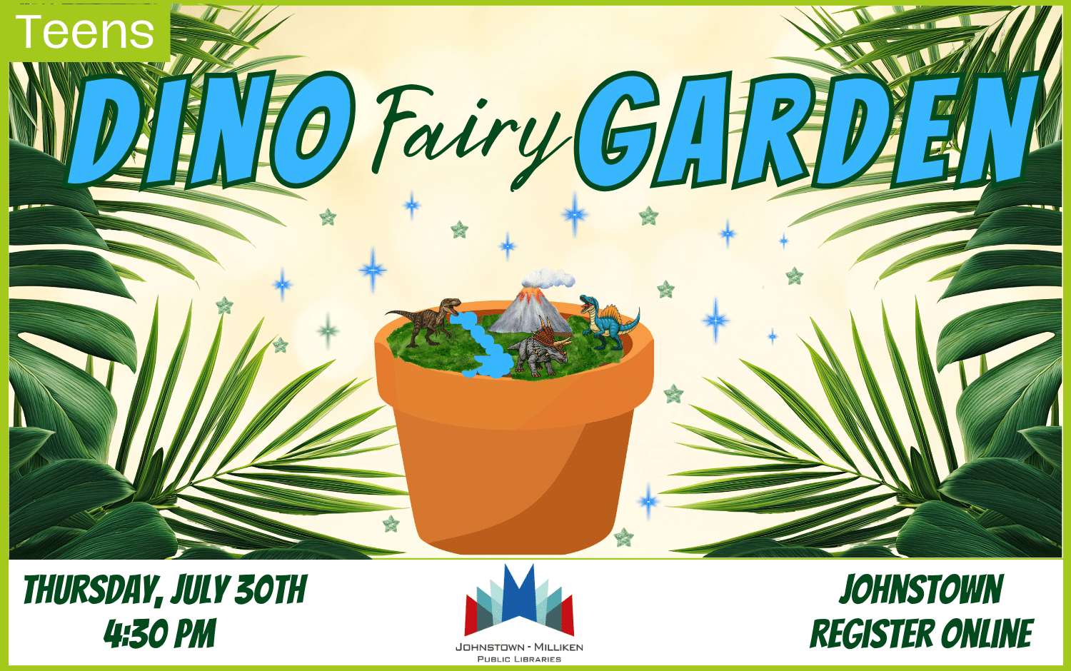 Dino Fairy Garden for Teens in Johnstown. July 30th @ 4:30 pm.