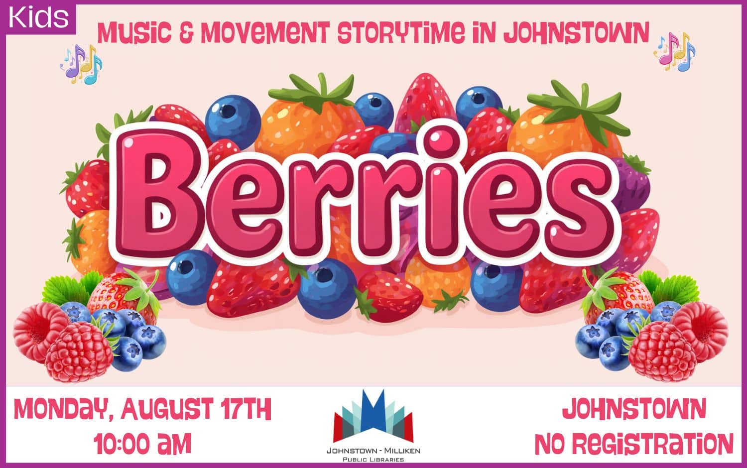 Music and Movement Storytime in Johnstown. August 17th @ 10am