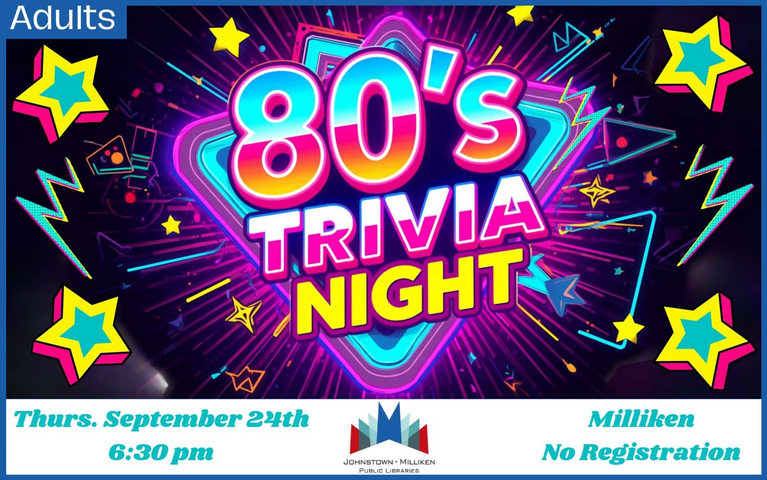 80's Trivia Night in Milliken. Sept. 24th @ 6:30 pm