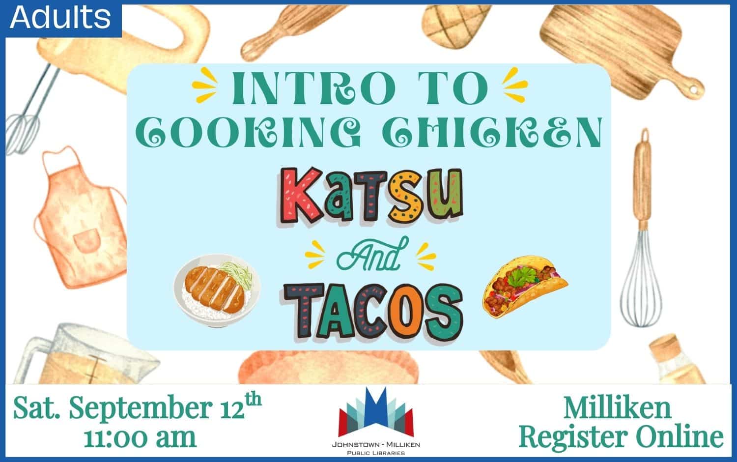Intro to cooking Chicken for Adults. Sept. 12th @ 11 am
