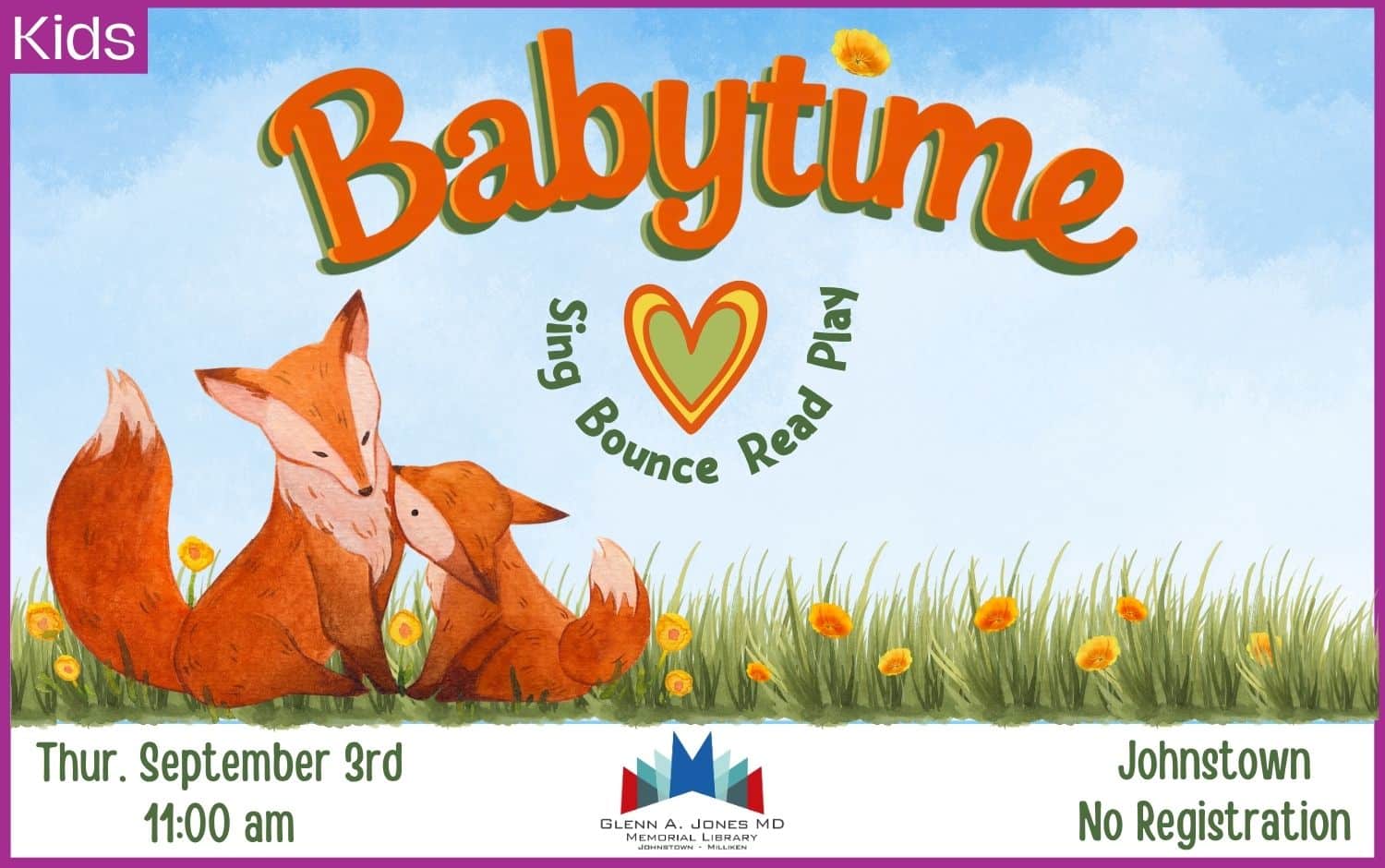 Babytime in Johnstown. Sept. 3rd @ 11 am.