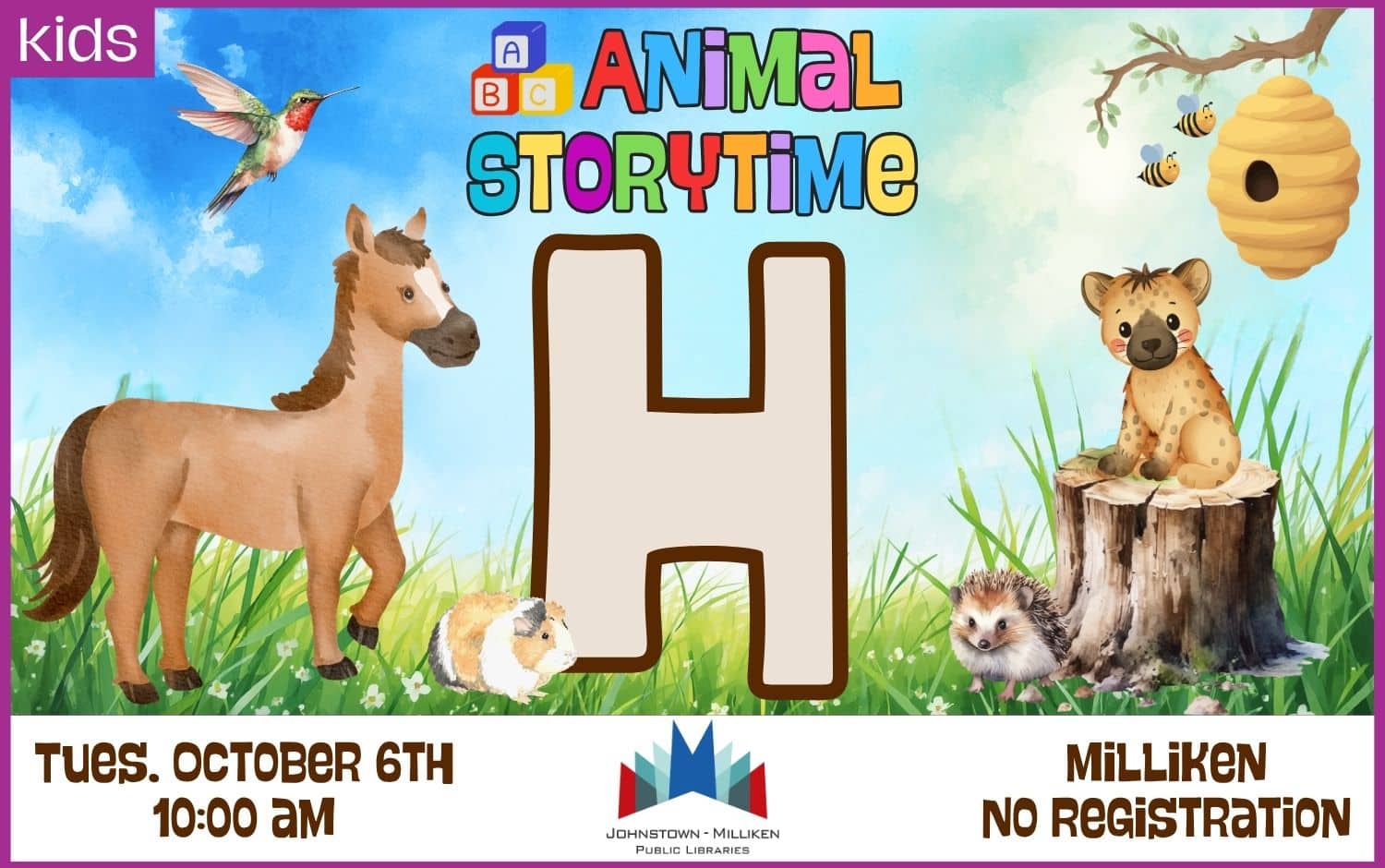 "H" Animals @ ABC Storytime. Oct. 6th @ 10am