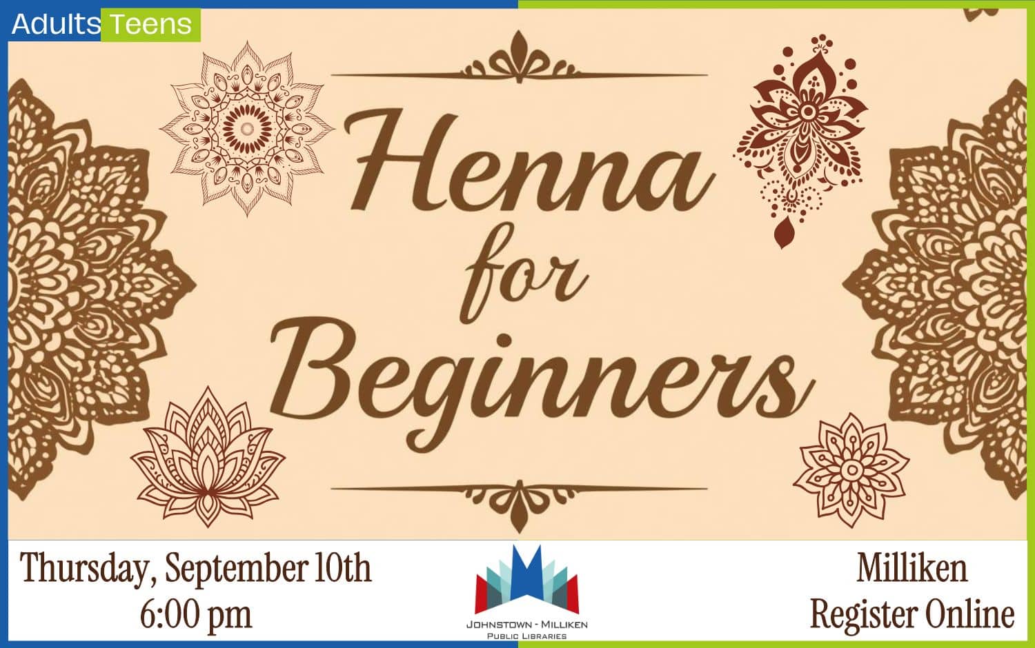 Henna for Beginners in Milliken. Sept. 10th @ 6 pm.