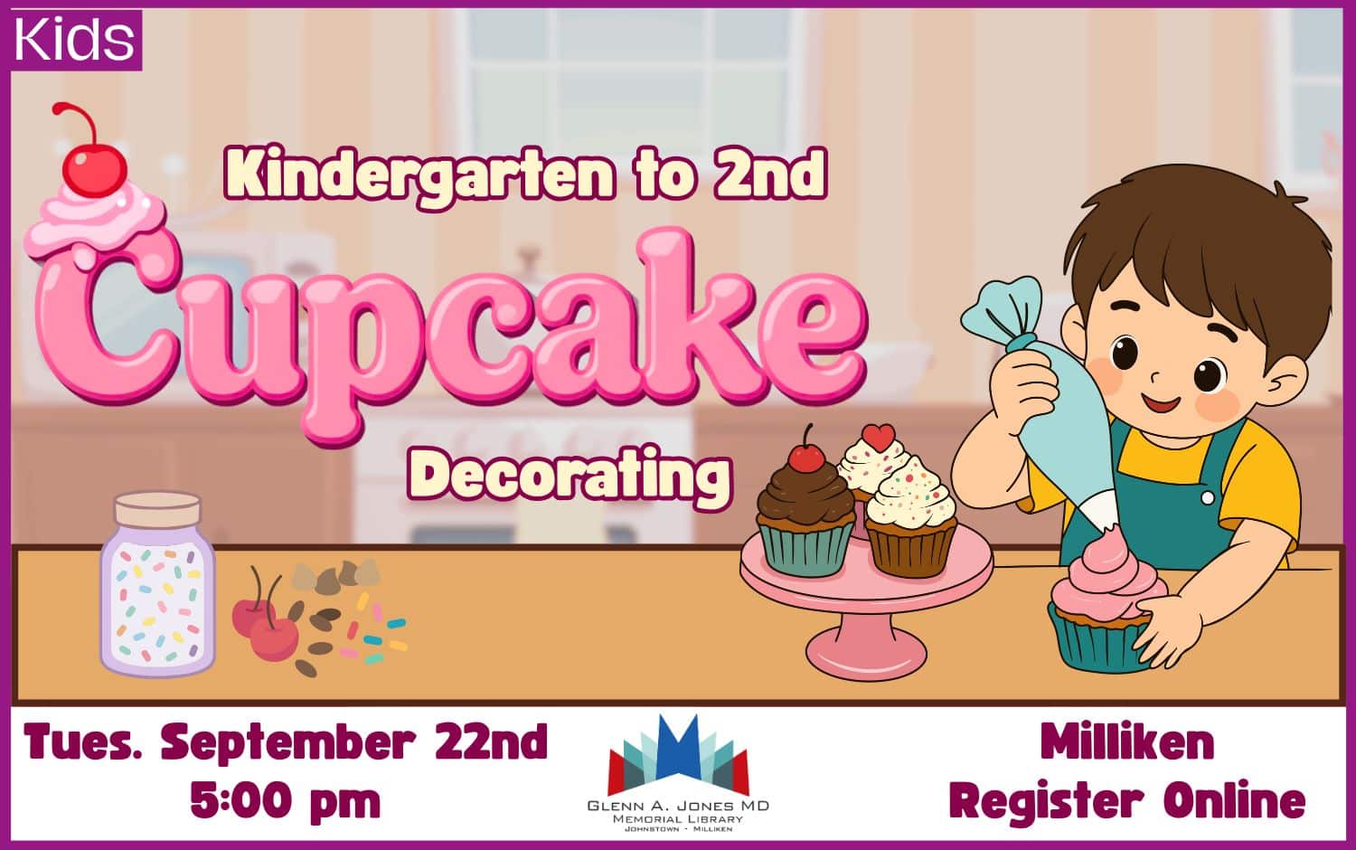 K-2 Cupcake Decorating in Milliken. Sept. 22nd @ 5pm.