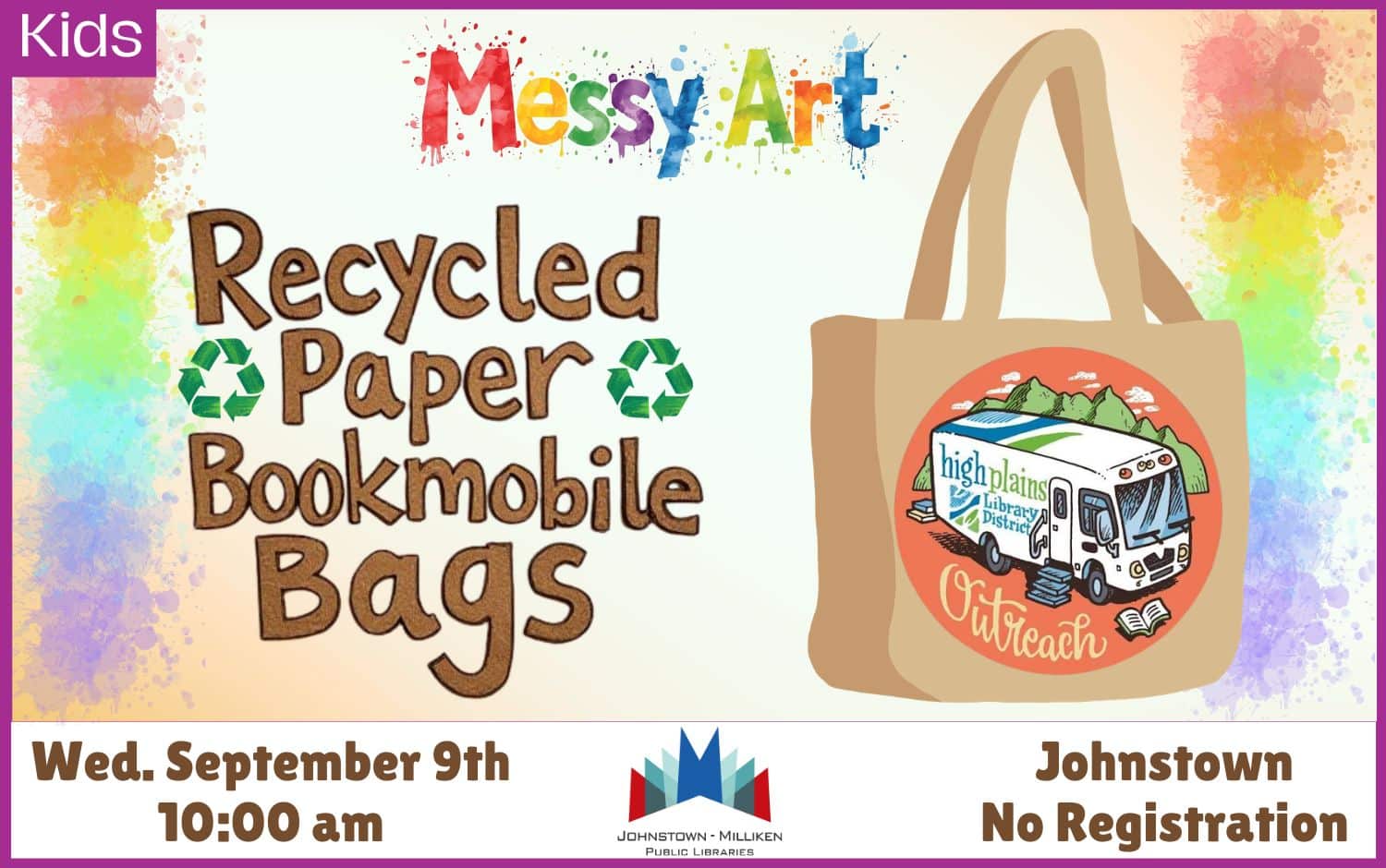Recycled Paper Bookmobile Bags. Sept. 9th @ 10am in Johnstown