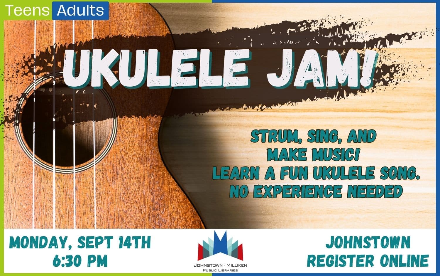 Ukulele Jam. Sept. 14th @ 6:30 pm in Johnstown