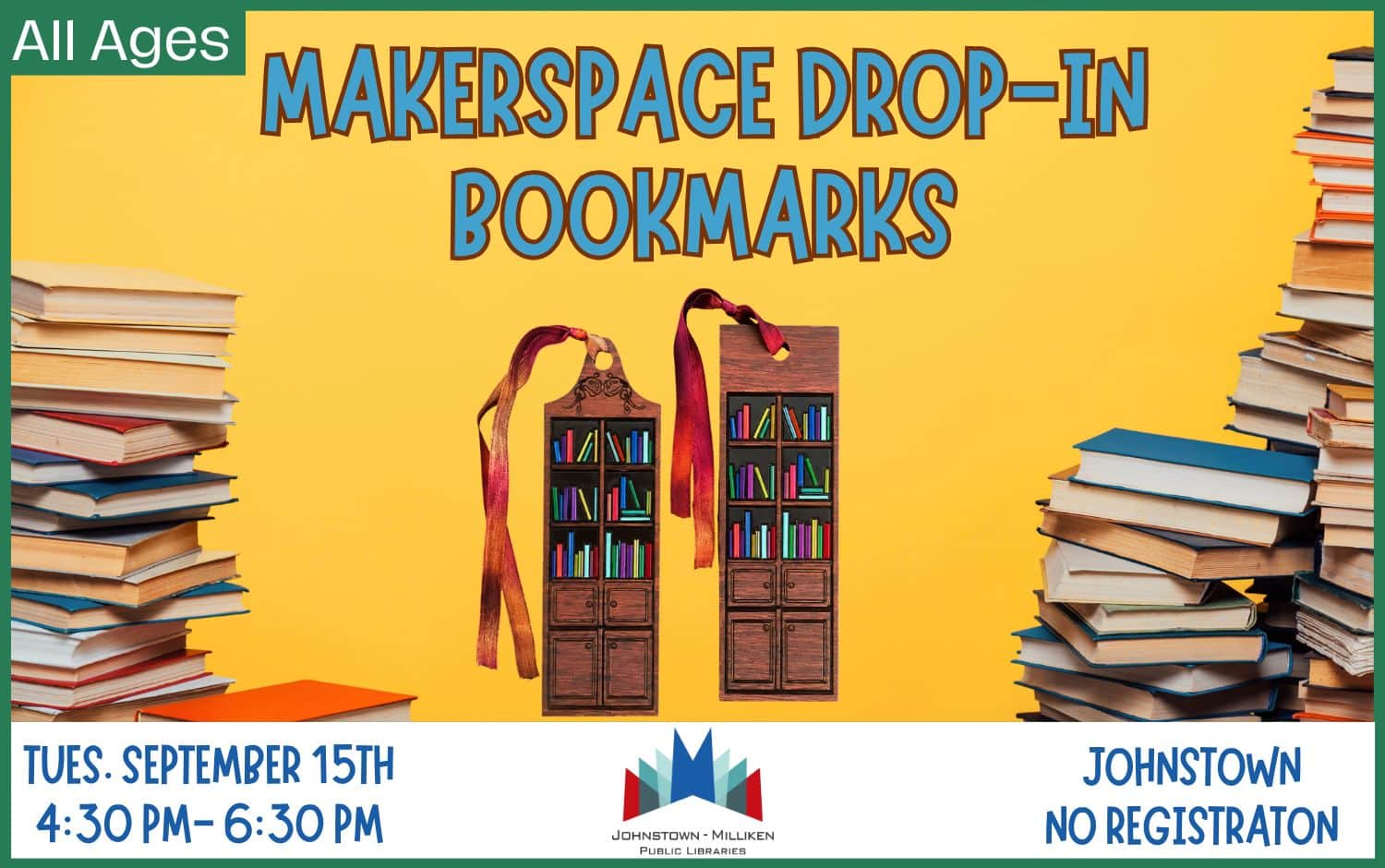 Makerspace Drop-In Bookmarks in Johnstown.