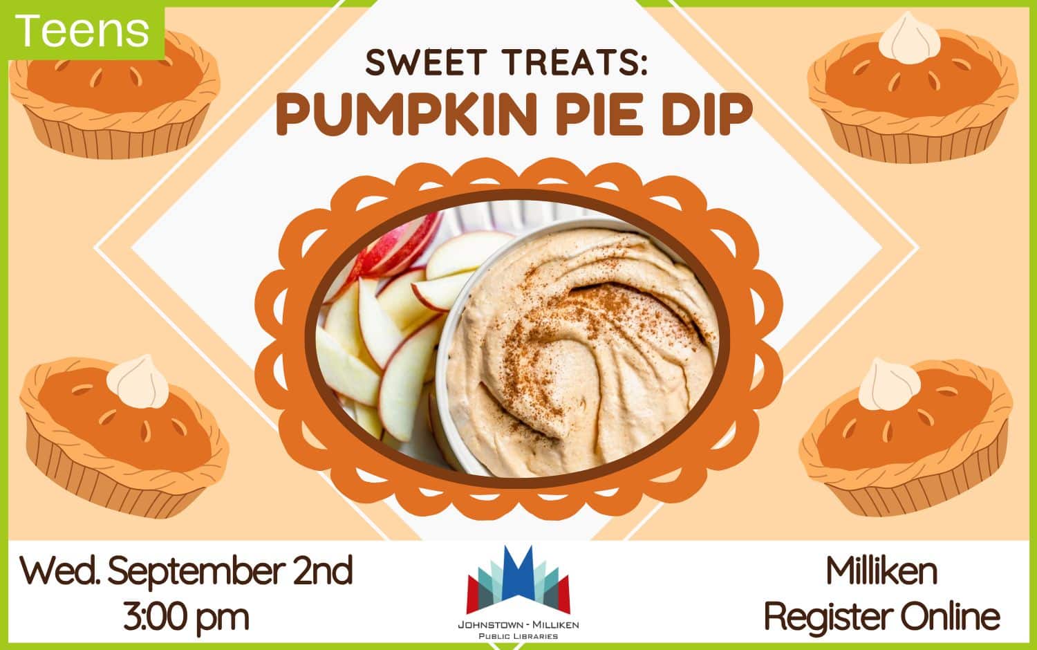 Pumpkin Pie Dip. Sept. 2nd in Milliken @ 3pm