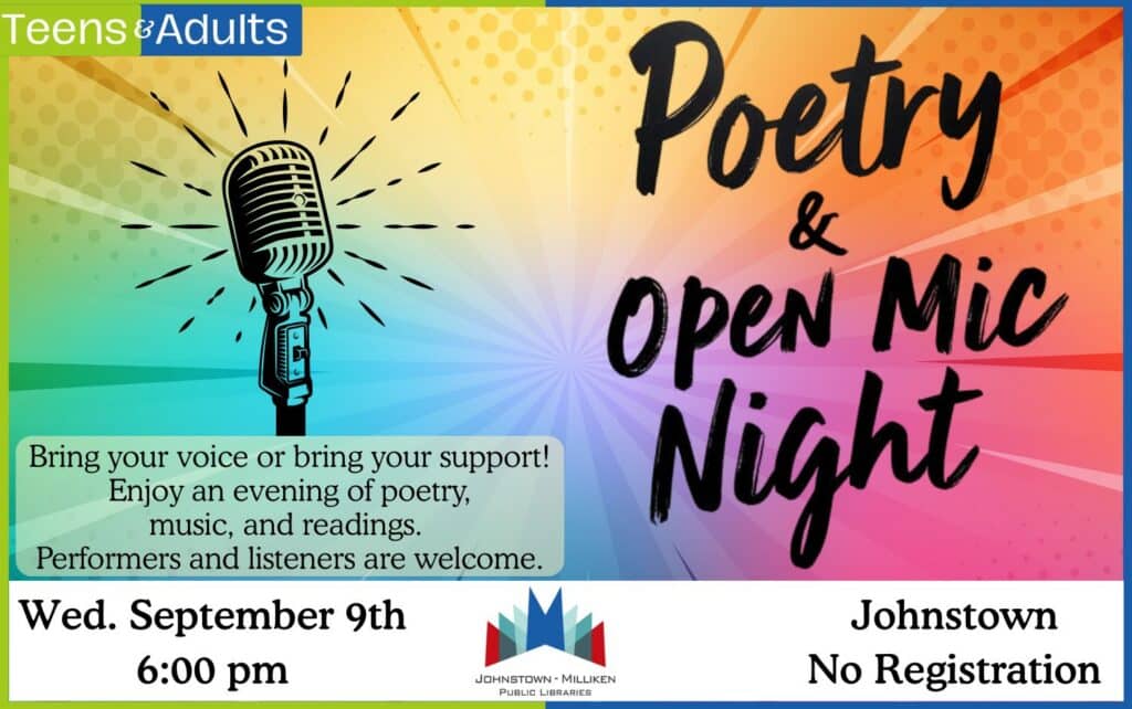 Open Mic Night in Johnstown. Sept. 9th @ 6 pm.