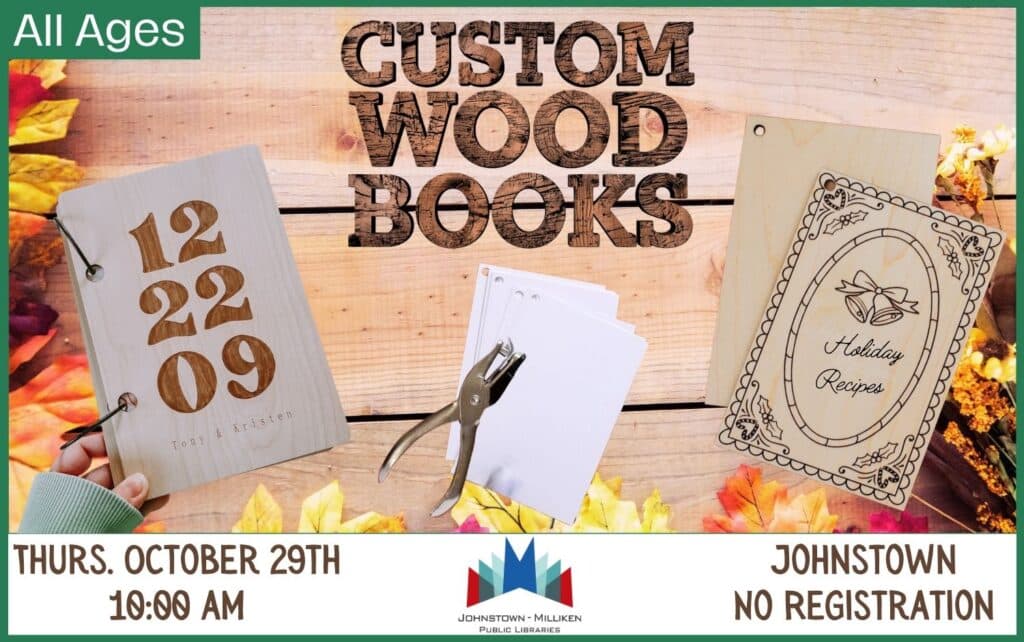 Custom Wood Books in Johnstown. October 29th @ 10 am