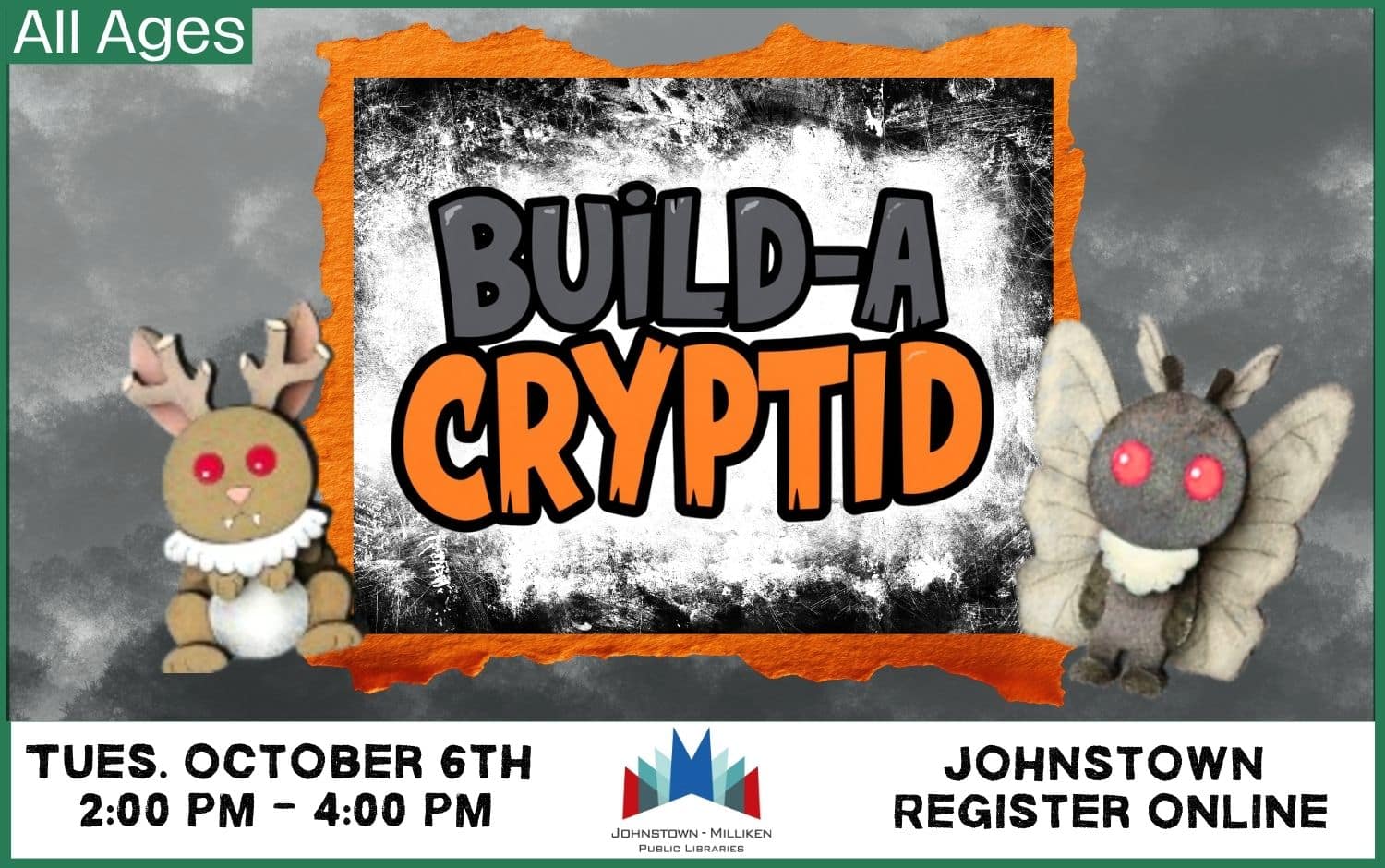 Drop in the Johnstown Makespace to build a cryptid. Oct. 6th from 2-4