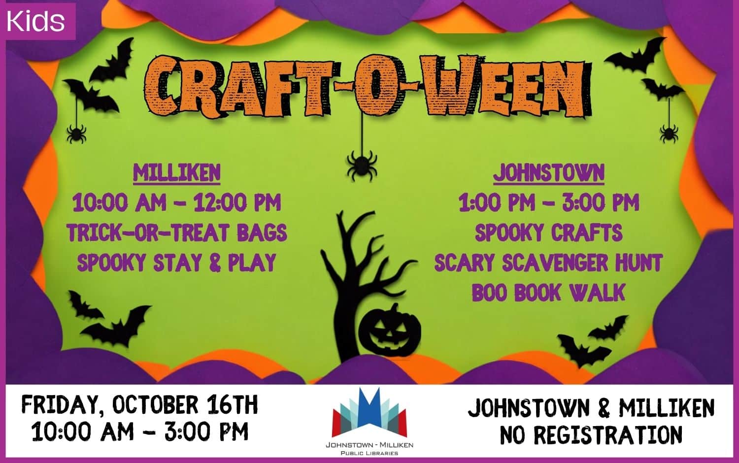 Craft-O-Ween in Johnstown & Milliken. Oct. 16th from 10am -3:00 pm