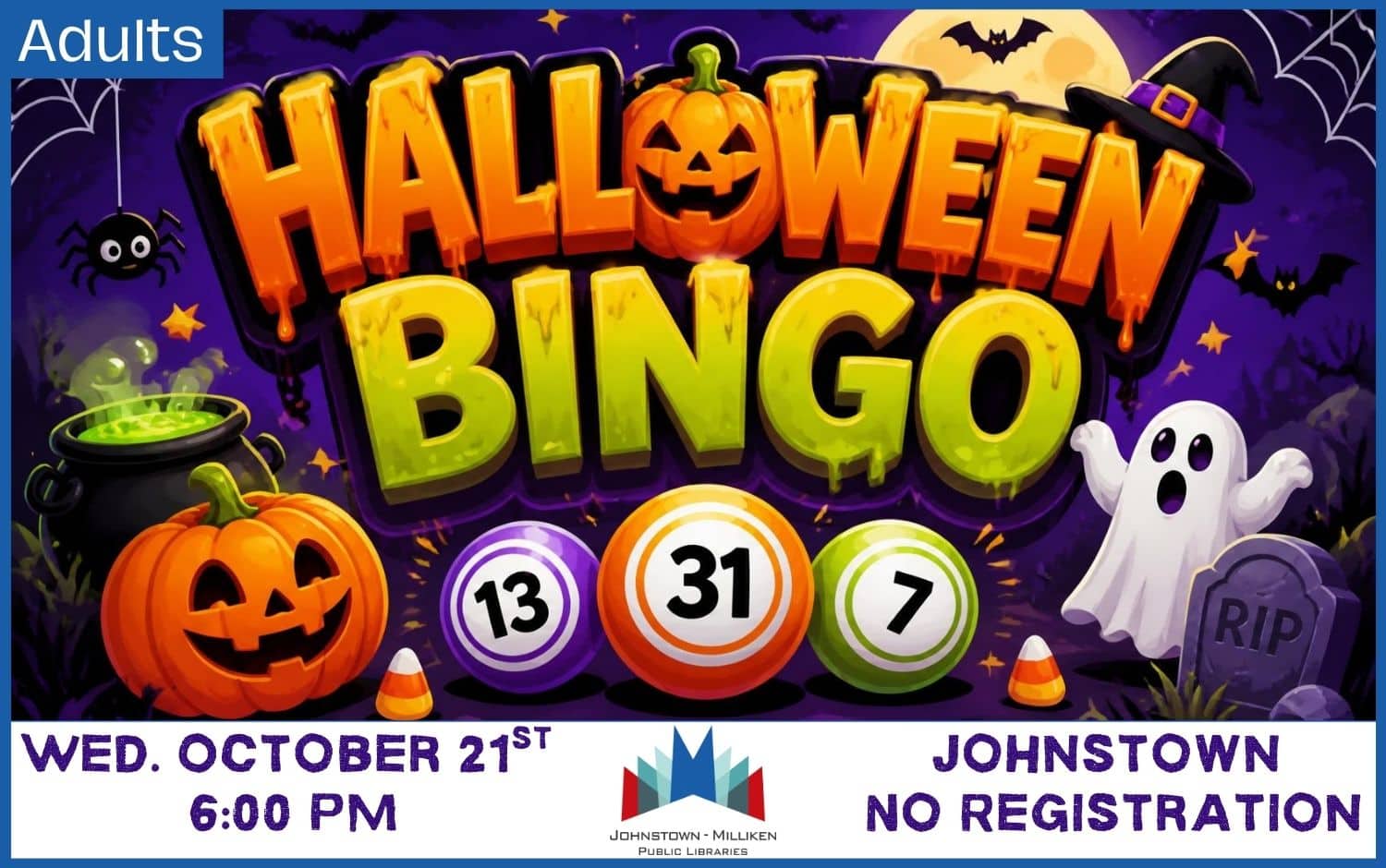 Halloween Bingo in Johnstown. Oct. 21st @ 6 pm