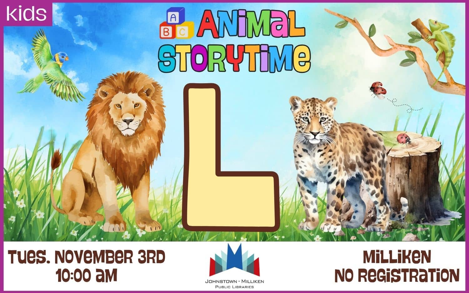 "L" ABC Storytime in Milliken. Nov. 3rd @ 10 am