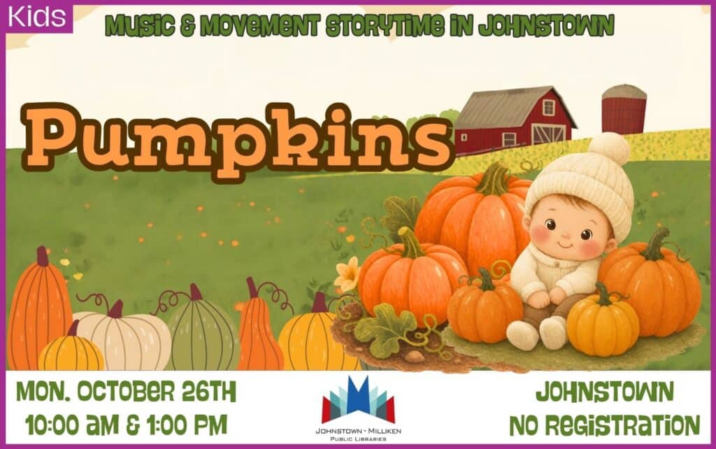 Music and Movement: Pumpkins. Oct. 26th @ 10 am and 1 pm
