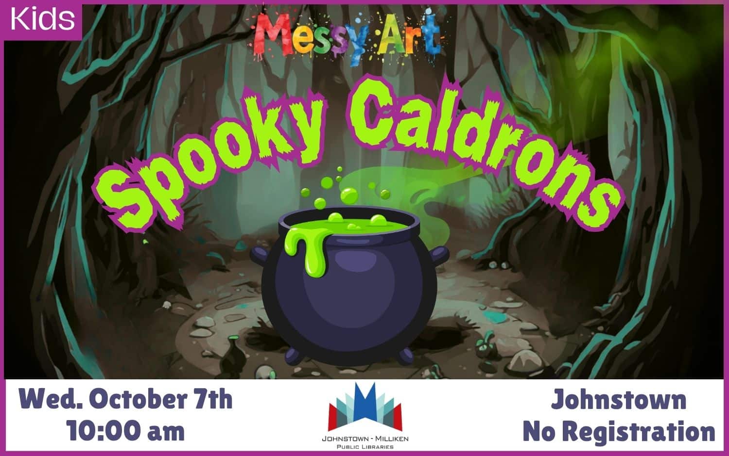 Spooky Caldrons at Messy Art in Johnstown. Oct. 7th @ 10 am