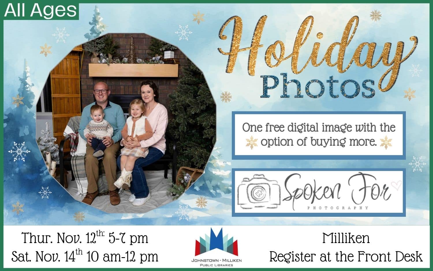 Holiday Photos in Milliken. Nov. 12th and Nov. 14th