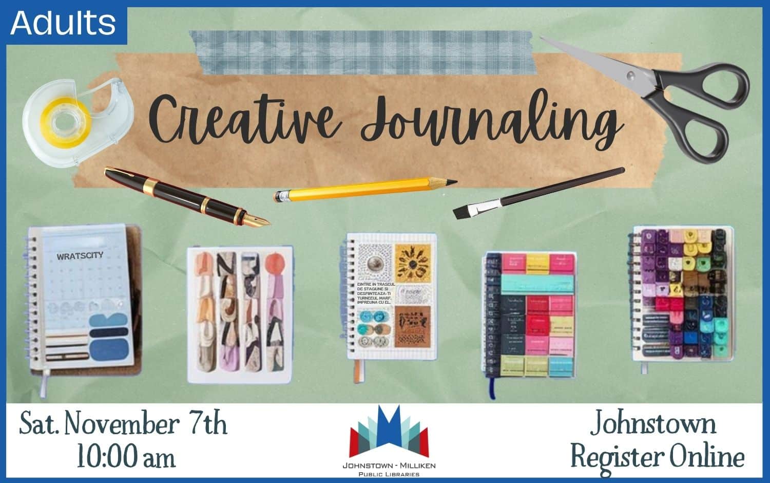 Creative Journaling in Johnstown. Nov. 7th @ 10 am.