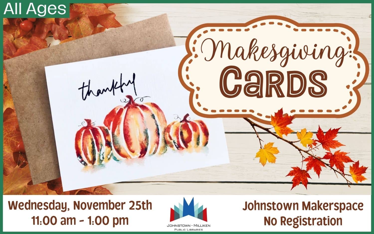 Makesgiving Cards in Johnstown. Nov. 25th @ 11 am
