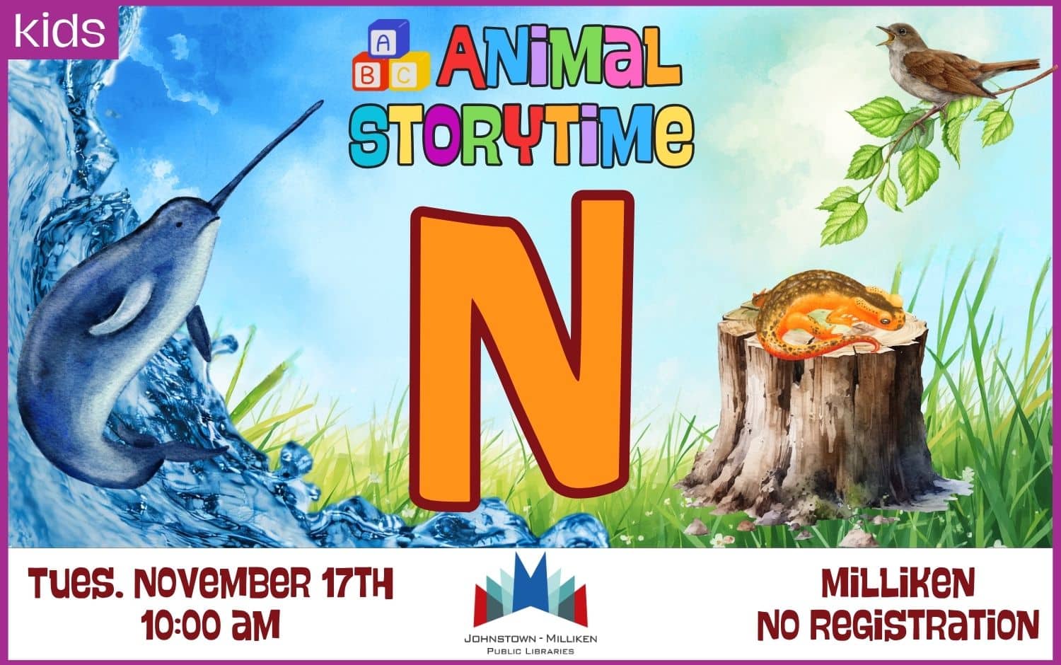 "N" ABC Storytime in Milliken. Nov. 17th @ 10 am