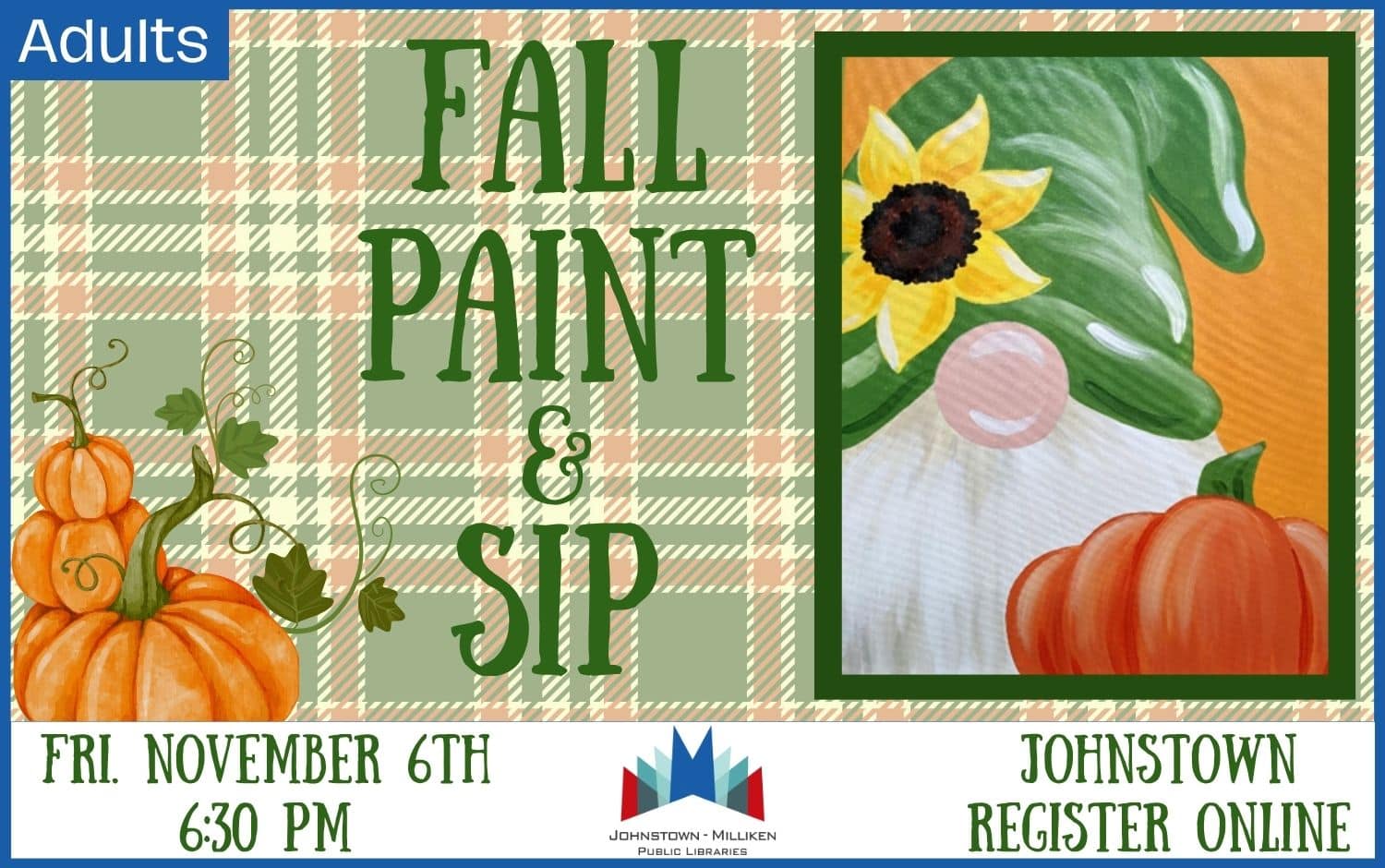 November Paint & Sip in Johnstown. Nov. 6th @ 6:30 pm